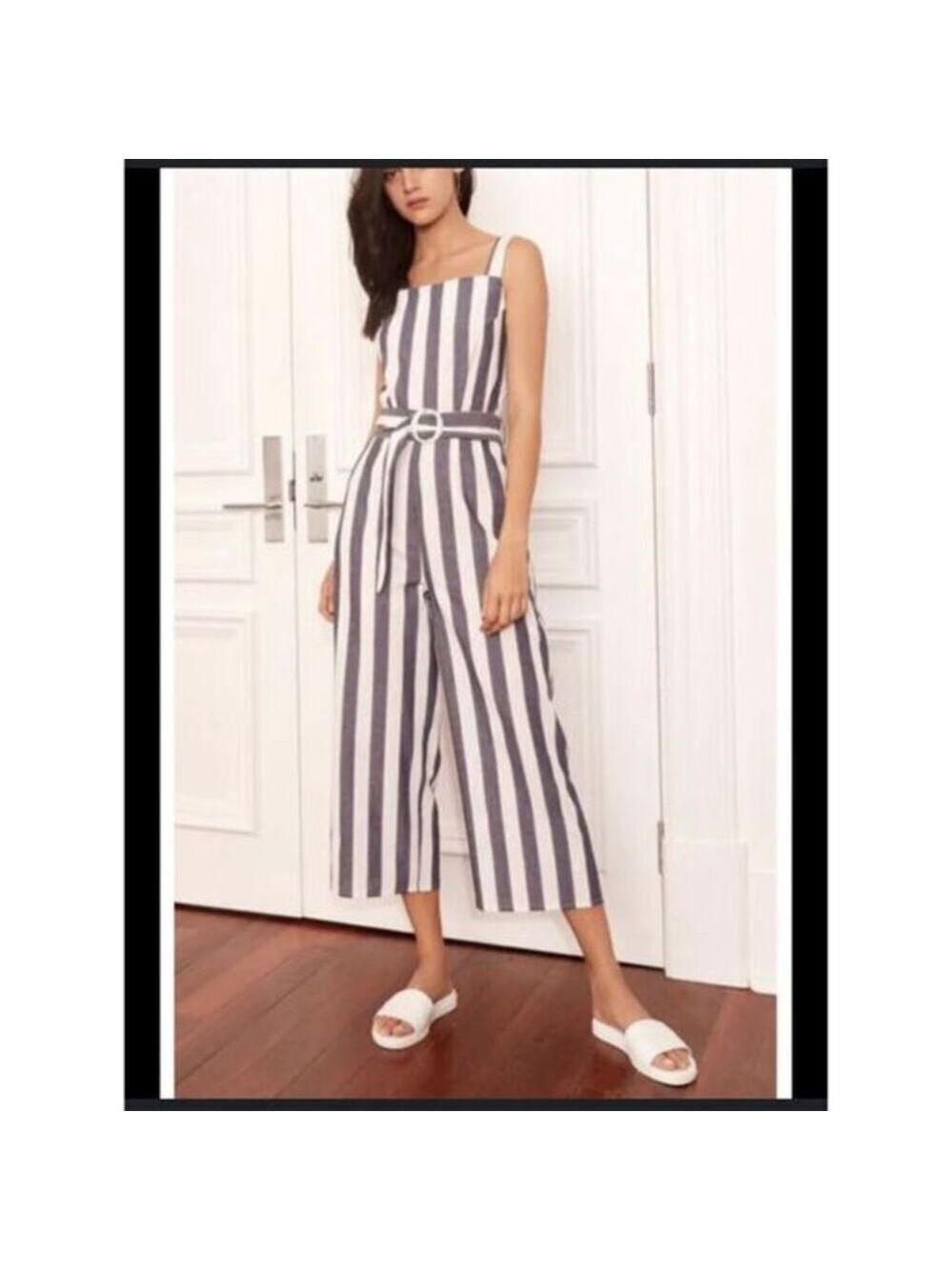 The Fifth Label Gray and White Striped Jumpsuit Size S